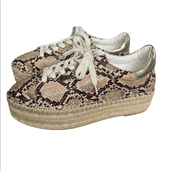 STEVE MADDEN PARADE WOMENS LEATHER ATHLEISURE FASHION SNEAKERS SNAKE PATTERN S10 - Picture 1 of 6